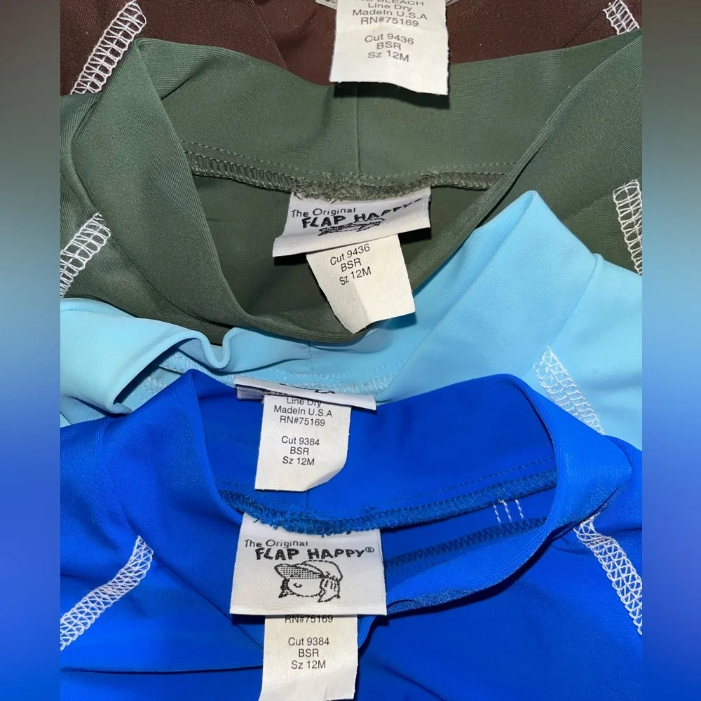 Lot of 4 Flap Happy Kids UV 50 Rash Guard Swim Short Sleeve Top Size 12M